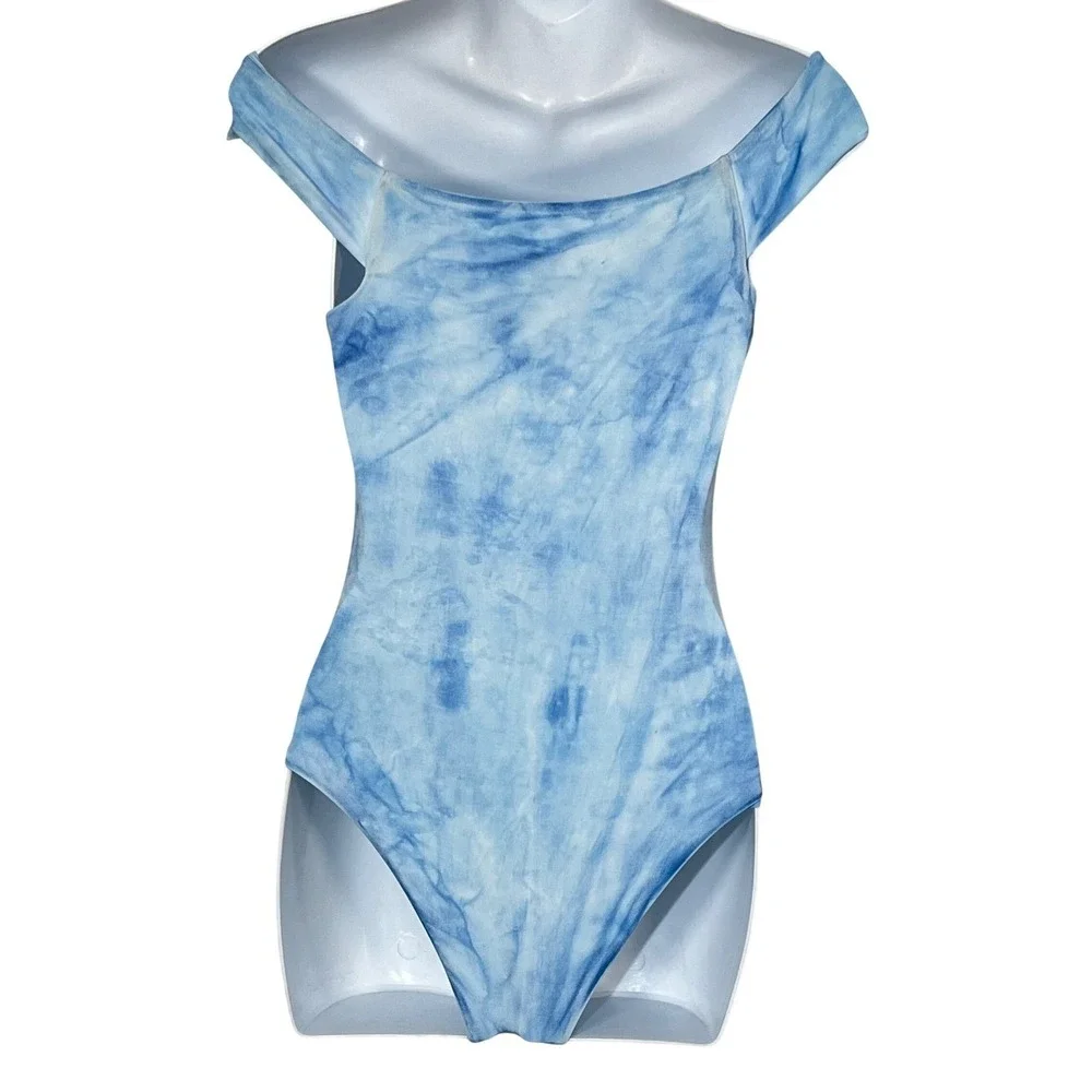 Frankie's Bikinis Brooklyn Tie‎ Dye Off Shoulder One Piece Swimsuit Size XS